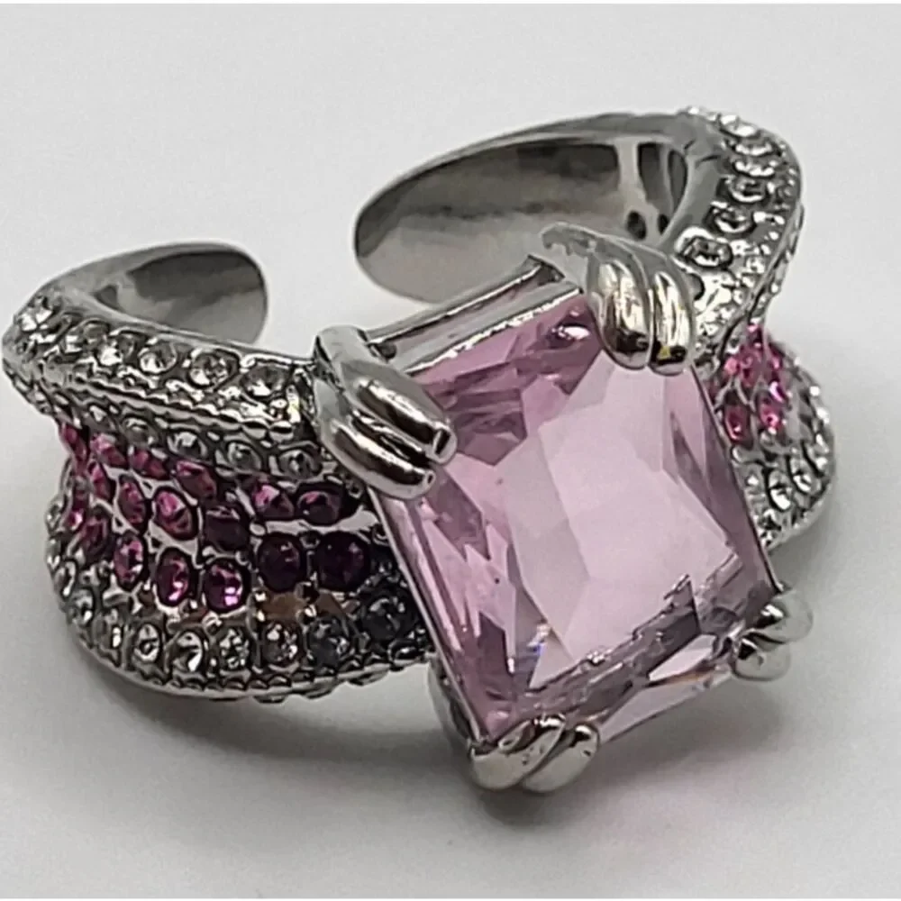 Chunky Estate Pink Diamond Ring Womens Engagement Ring Size 9